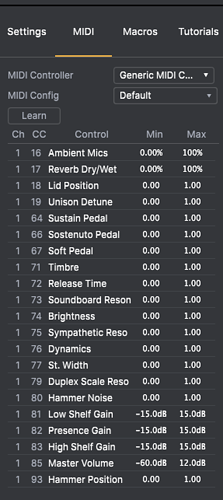 MIDI settings Piano V3