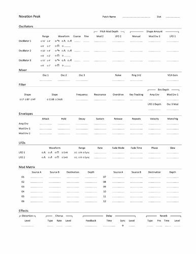 Patch Sheet