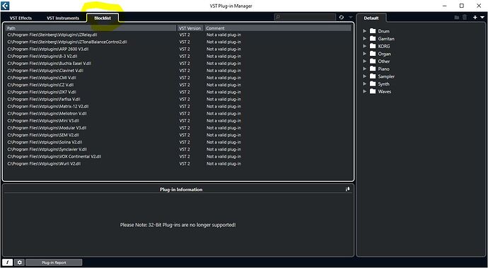 Cubase plugin manager VSTi 2