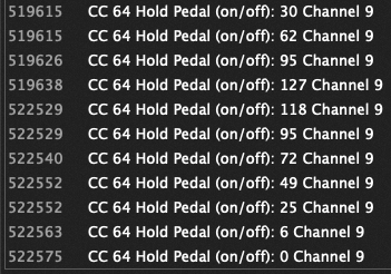 Pushing on then releasing Sustain Pedal