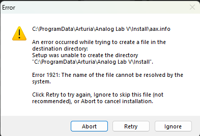Arturia Error